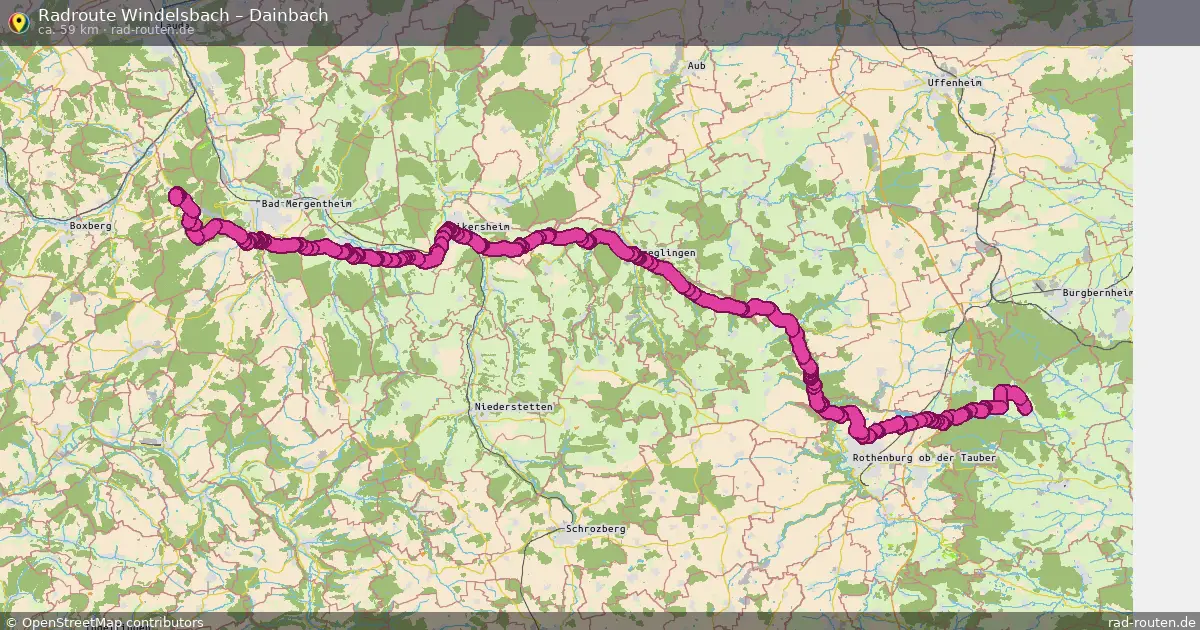 Fahrradroute Windelsbach – Dainbach (59 km) – Rad-Routen.de