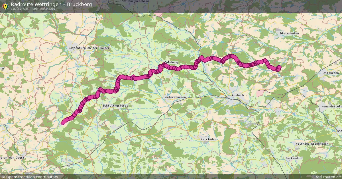 Fahrradroute Wettringen – Bruckberg (55 km) – Rad-Routen.de