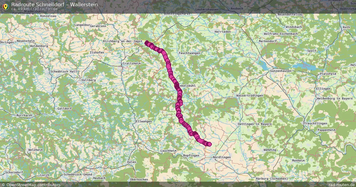Fahrradroute Schnelldorf – Wallerstein (49 km) – Rad-Routen.de