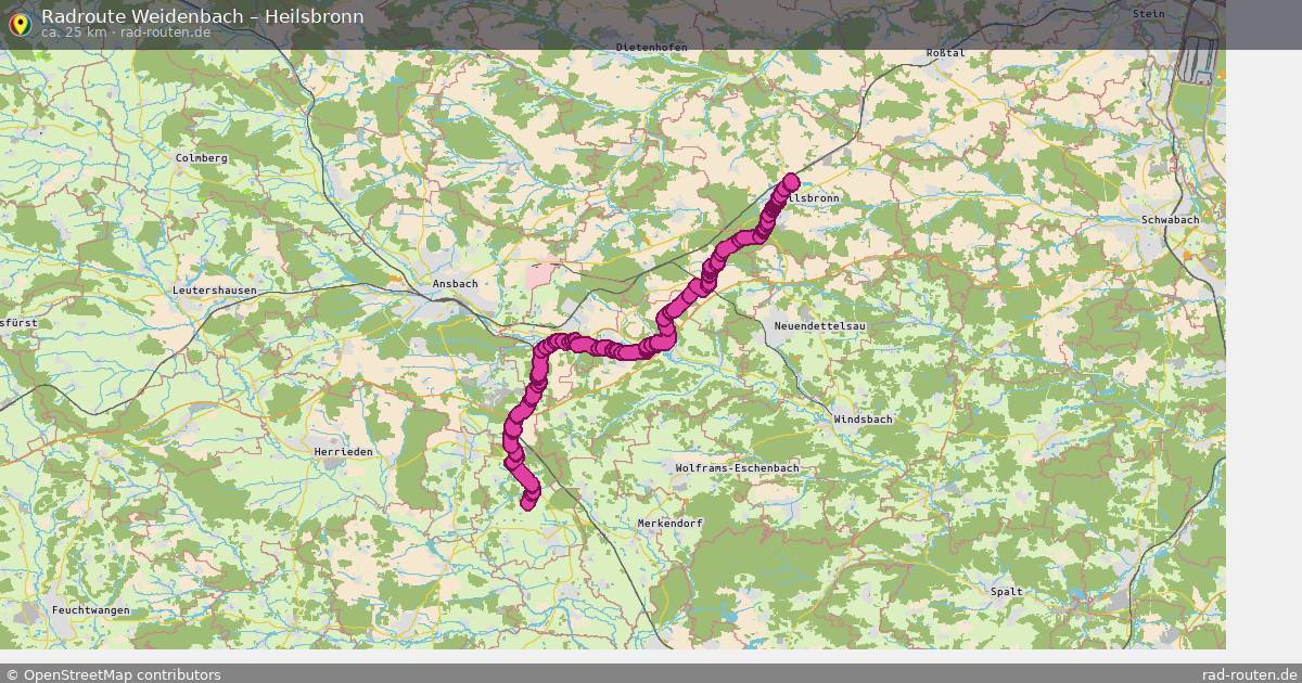Fahrradroute Weidenbach – Heilsbronn (25 km) – Rad-Routen.de
