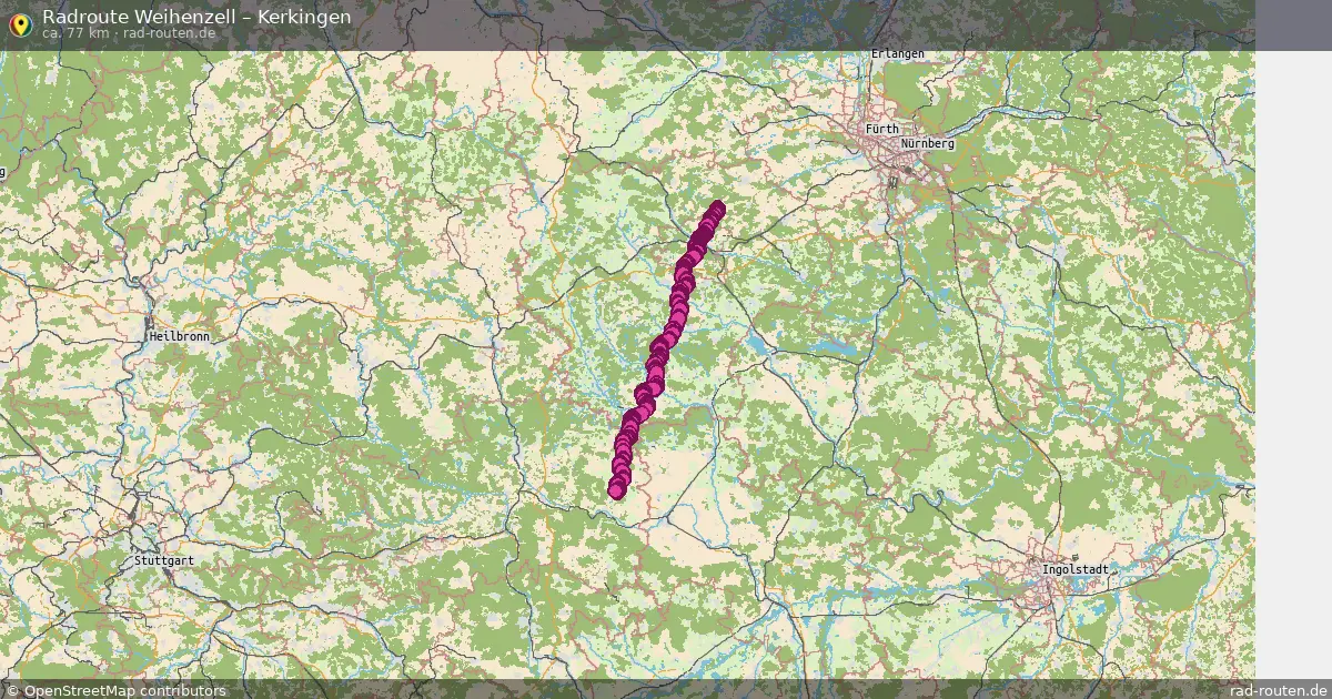 Fahrradroute Weihenzell – Kerkingen (77 km) – Rad-Routen.de