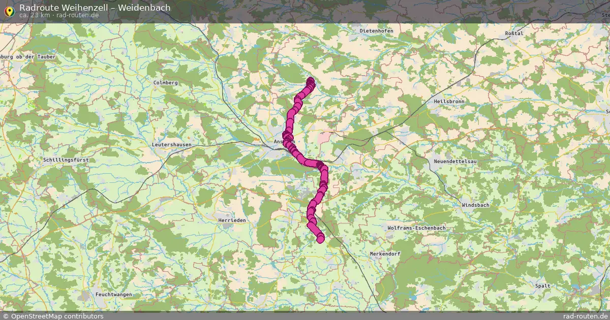 Fahrradroute Weihenzell – Weidenbach (22 km) – Rad-Routen.de