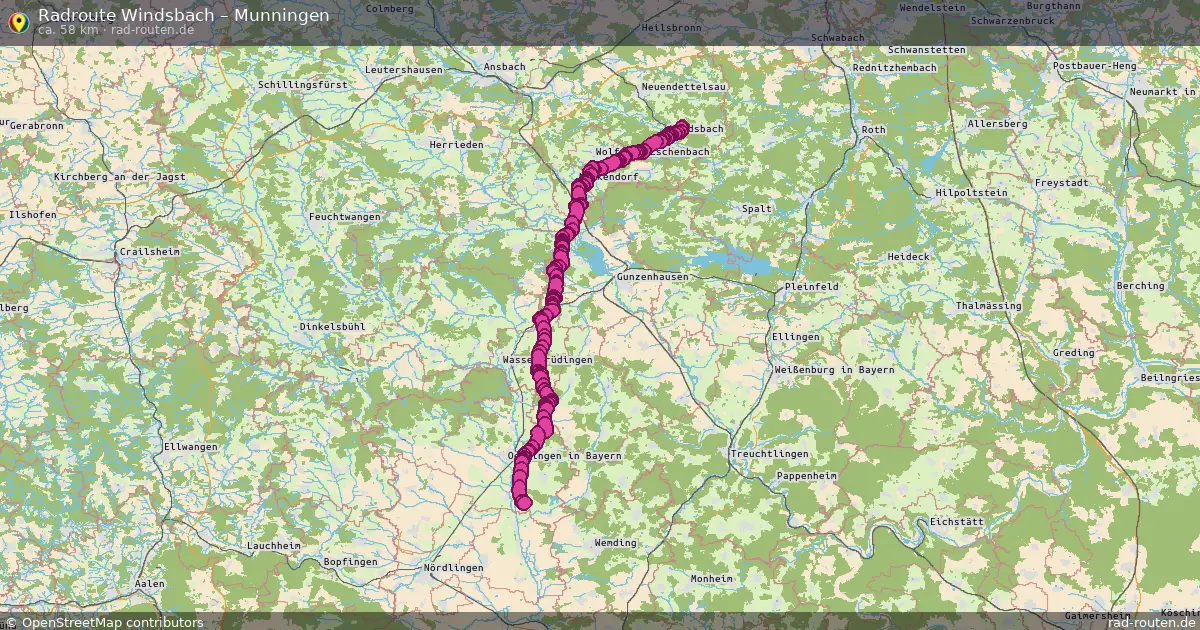 Fahrradroute Windsbach – Munningen (58 km) – Rad-Routen.de