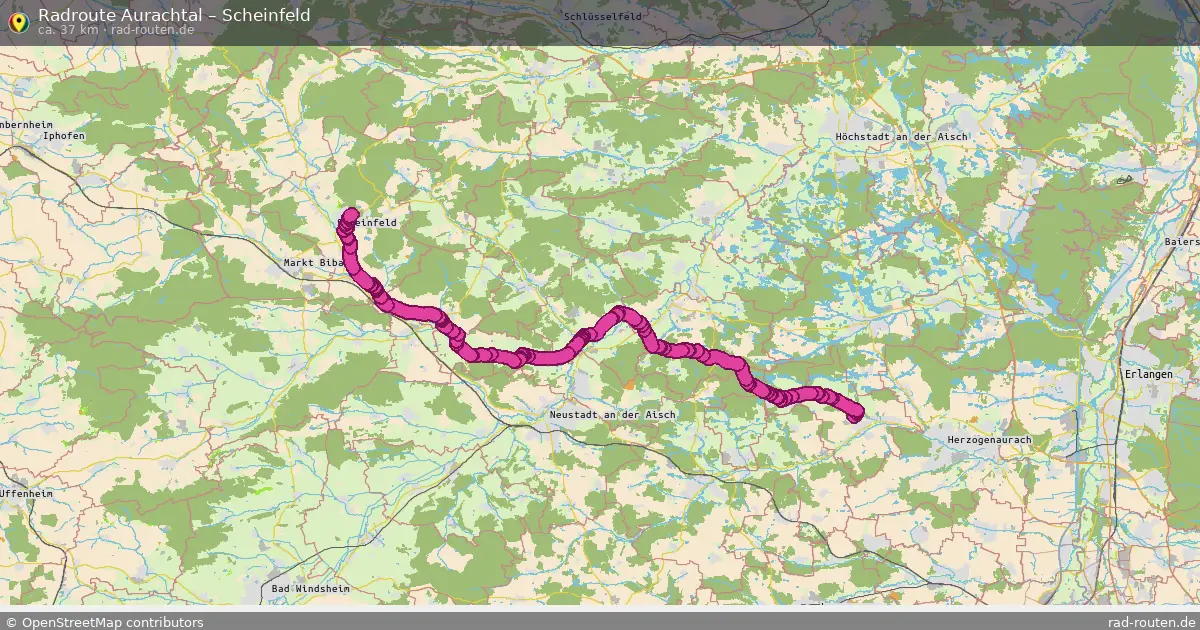 Fahrradroute Aurachtal – Scheinfeld (37 km) – Rad-Routen.de