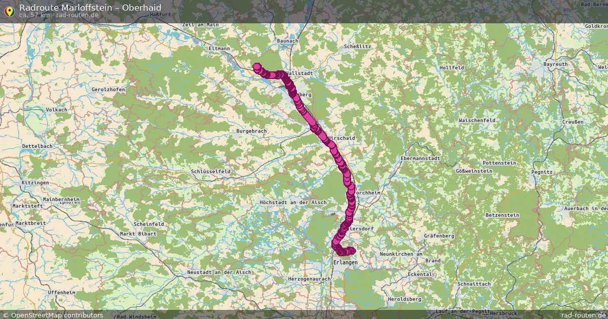 Fahrradroute Marloffstein – Oberhaid (56 km) – Rad-Routen.de