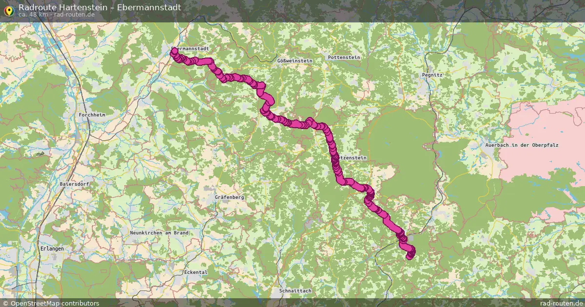 Fahrradroute Hartenstein – Ebermannstadt (48 km) – Rad-Routen.de