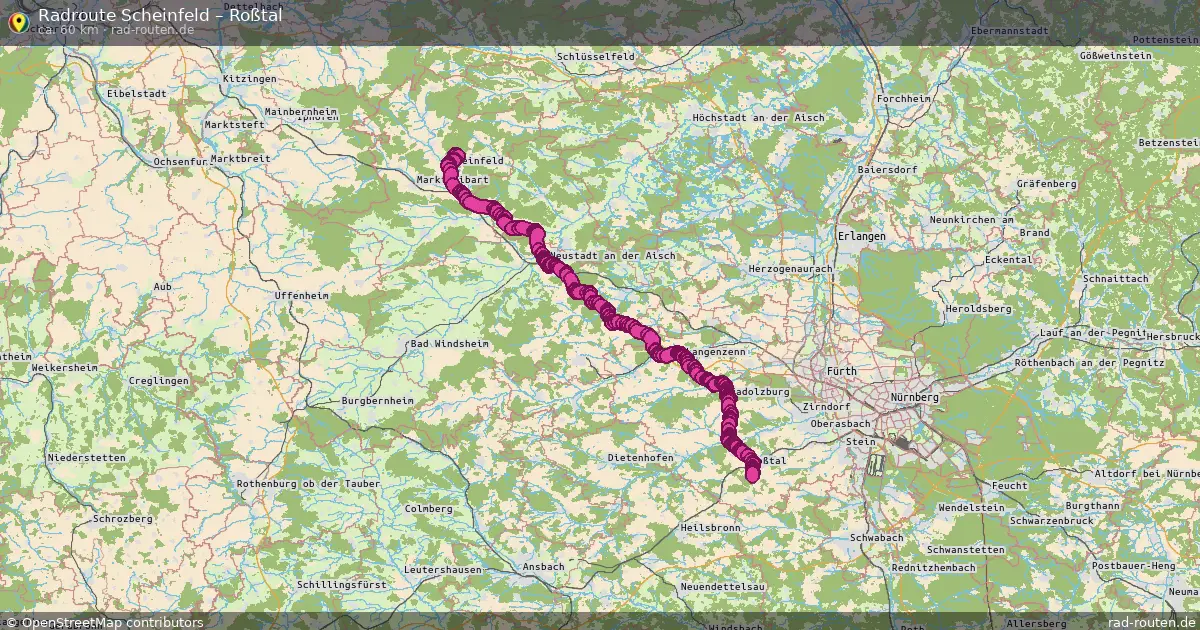 Fahrradroute Scheinfeld – Roßtal (58 km) – Rad-Routen.de