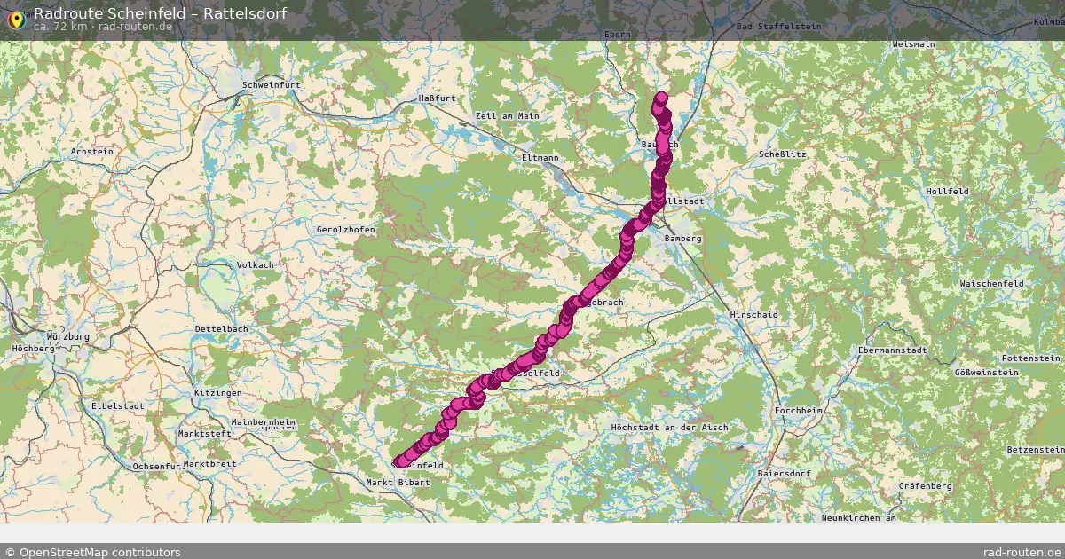 Fahrradroute Scheinfeld – Rattelsdorf (72 km) – Rad-Routen.de