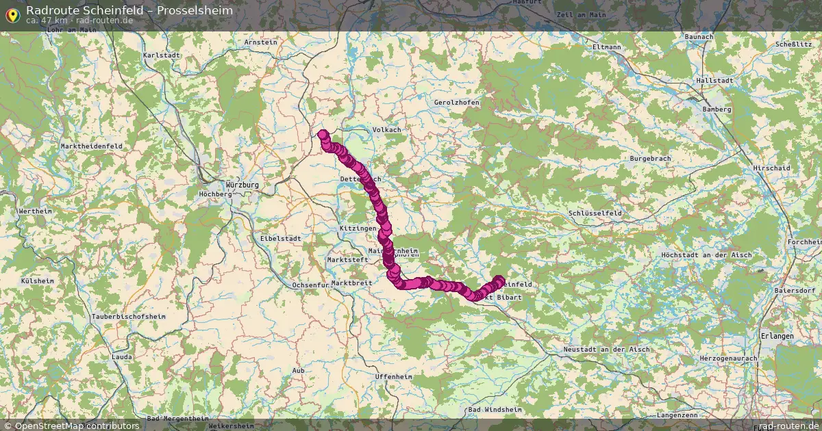 Fahrradroute Scheinfeld – Prosselsheim (47 km) – Rad-Routen.de