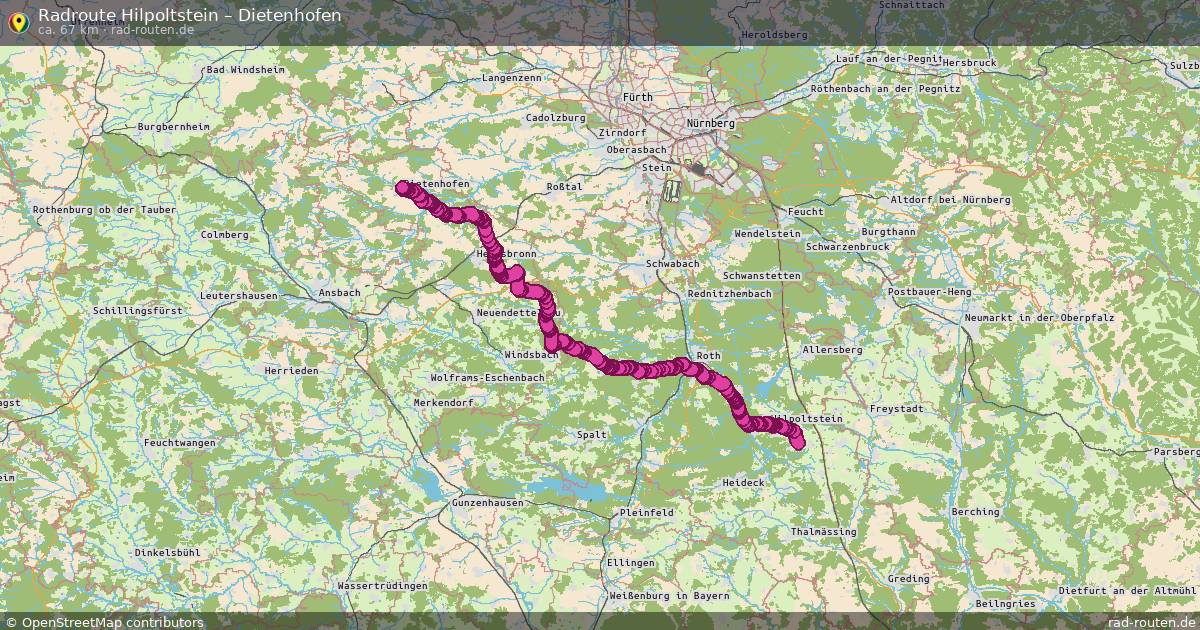 Fahrradroute Hilpoltstein – Dietenhofen (67 km) – Rad-Routen.de