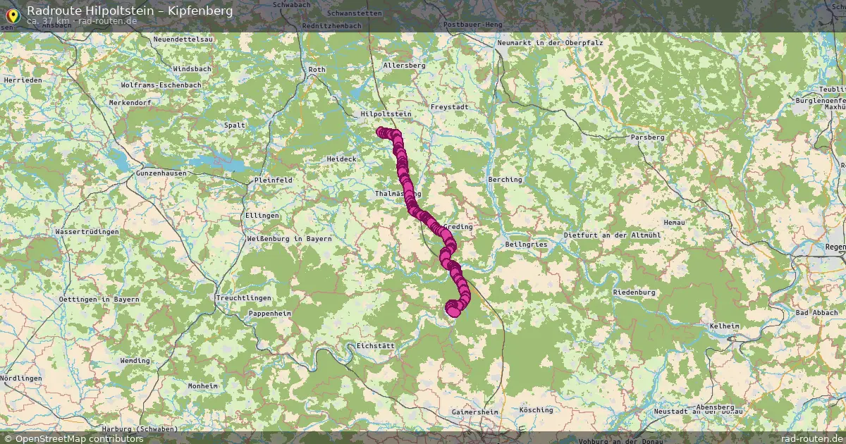 Fahrradroute Hilpoltstein – Kipfenberg (38 km) – Rad-Routen.de