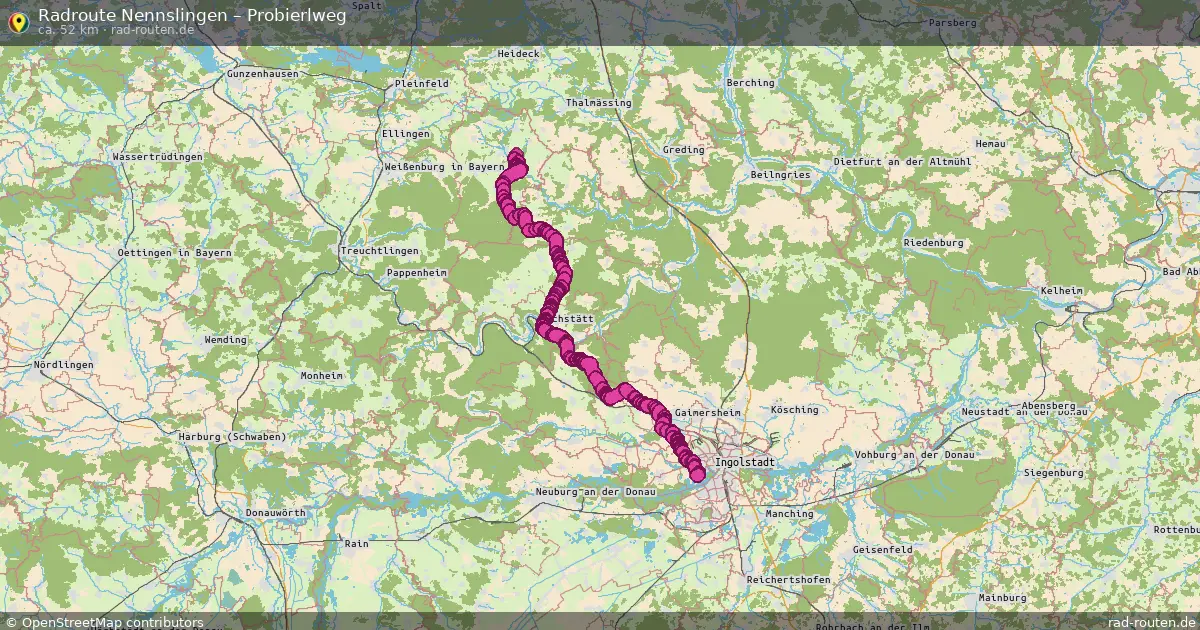 Fahrradroute Nennslingen – Probierlweg (54 km) – Rad-Routen.de