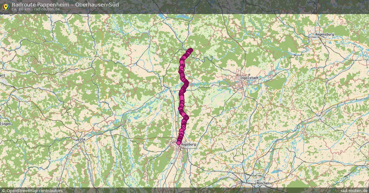 Fahrradroute Pappenheim – Oberhausen-Süd