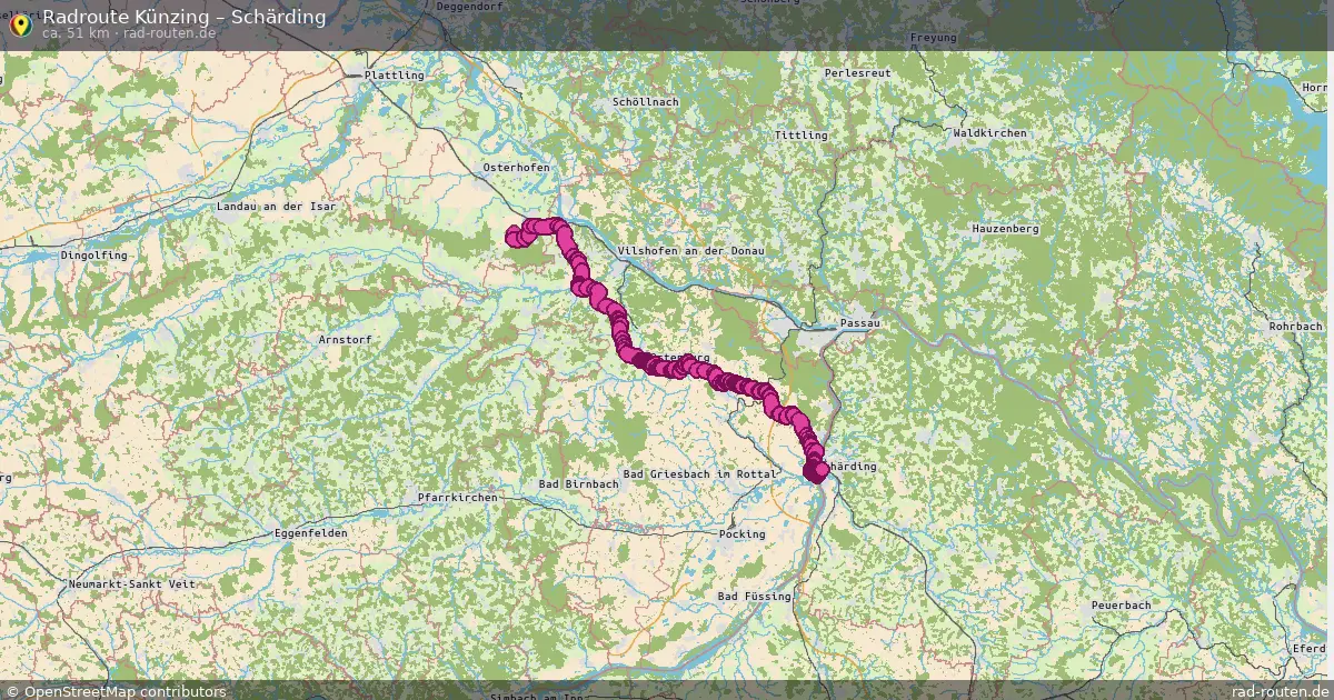 Fahrradroute von Künzing nach Schärding