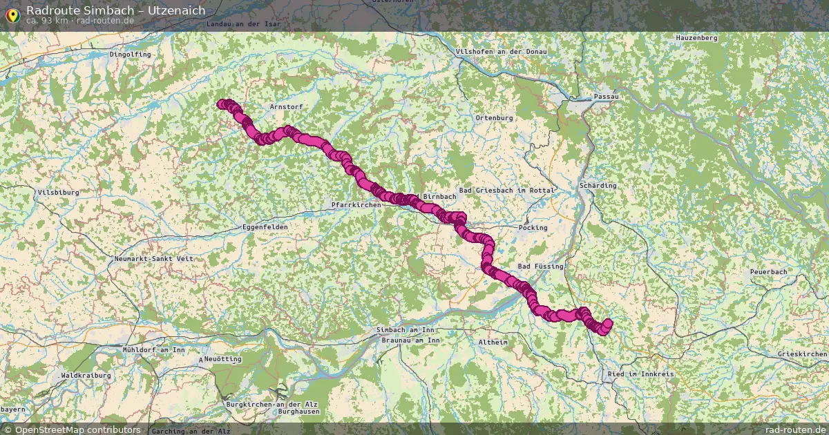 Fahrradroute Simbach – Utzenaich (93 km) – Rad-Routen.de