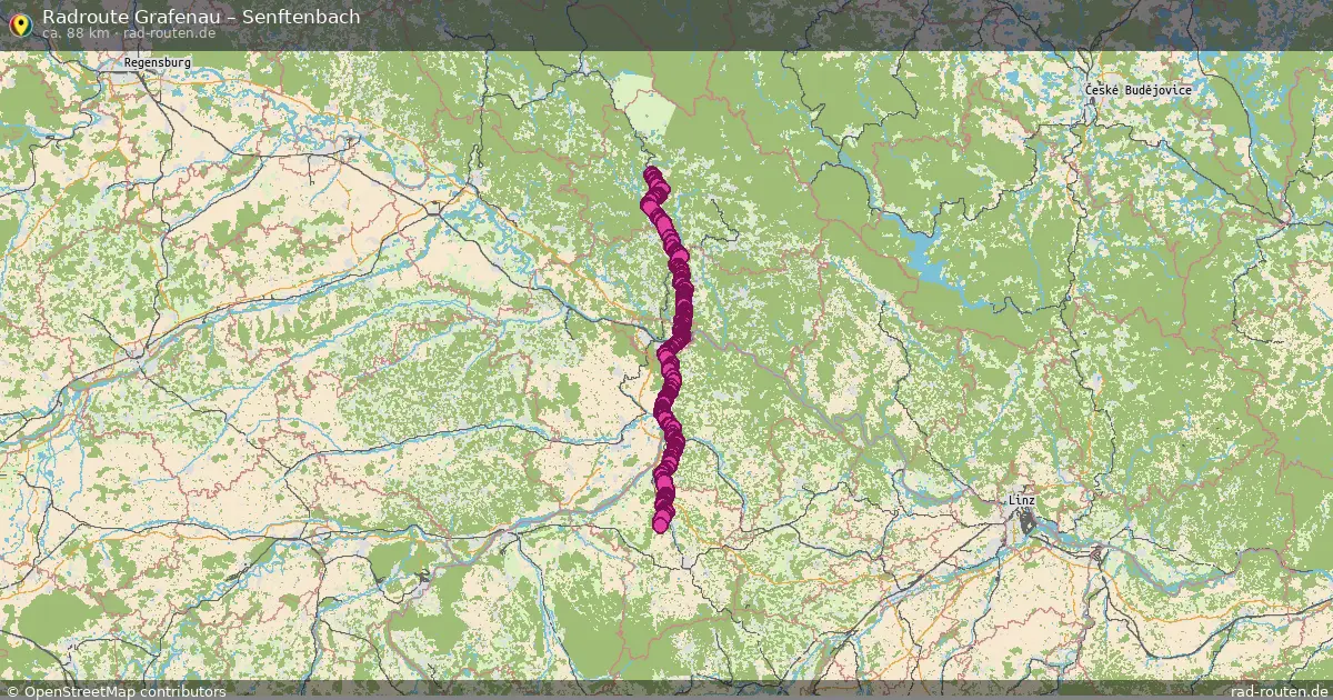 Fahrradroute von Grafenau nach Senftenbach