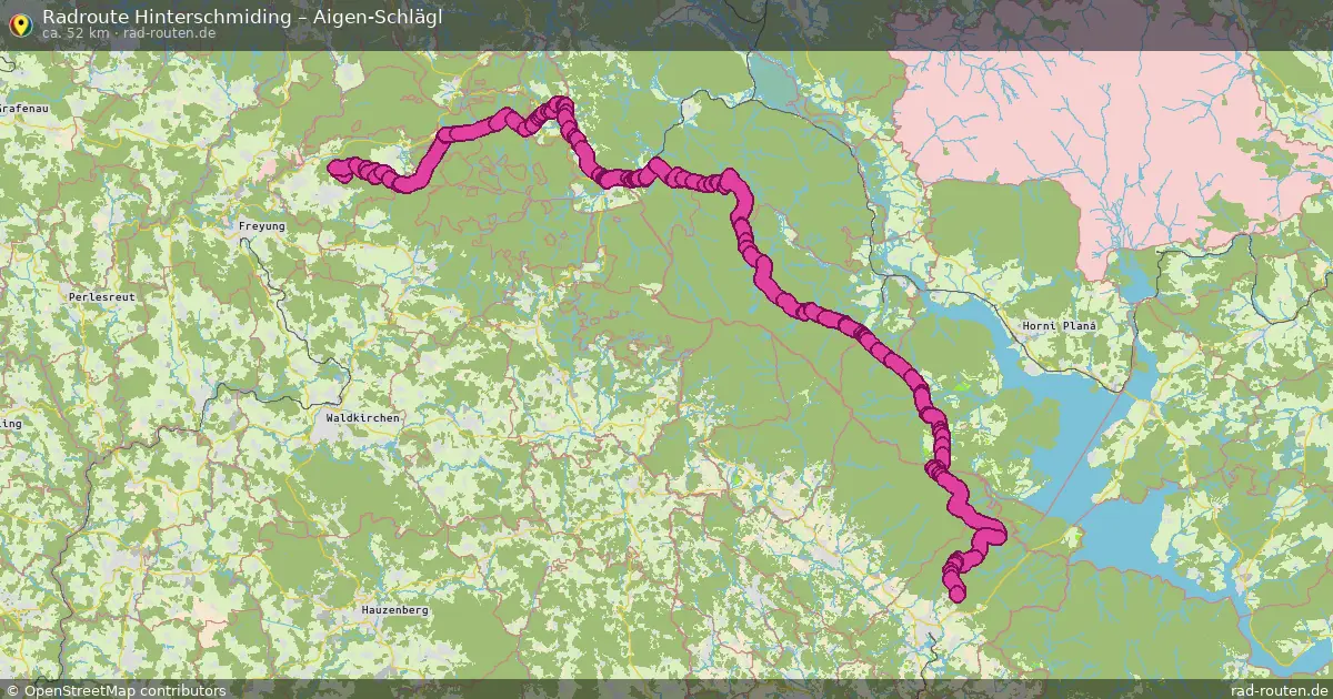 Fahrradroute von Hinterschmiding nach Aigen-Schlägl