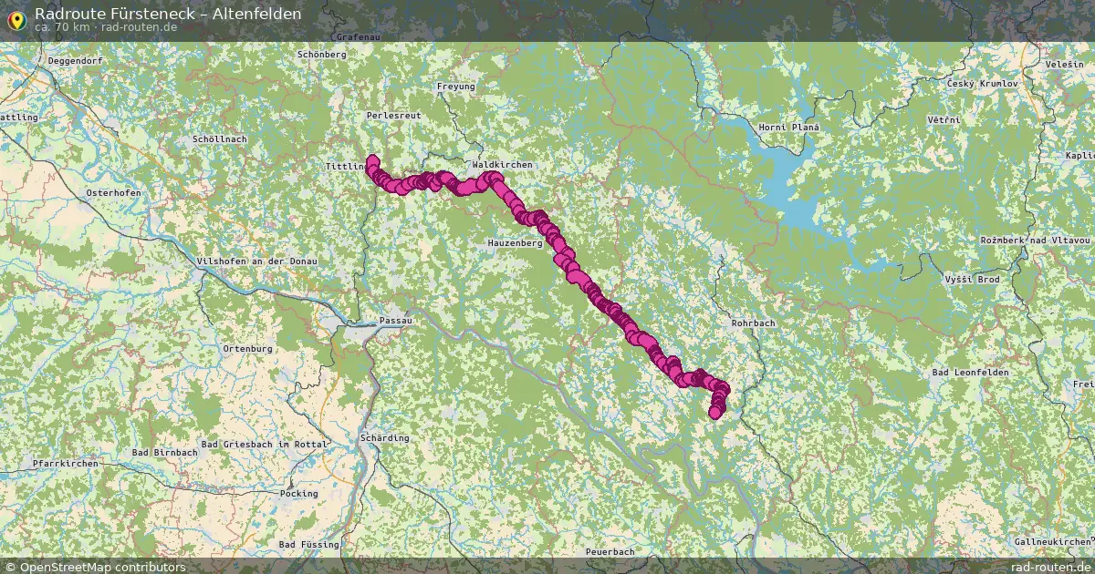 Fahrradroute von Fürsteneck nach Altenfelden