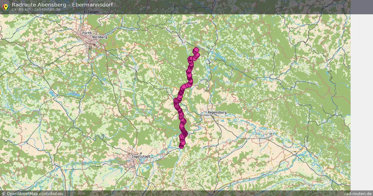 Fahrradroute Abensberg – Ebermannsdorf (88 km) – Rad-Routen.de