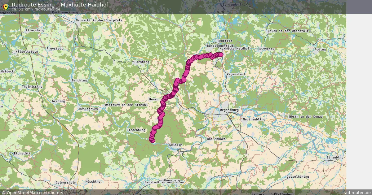 Fahrradroute Essing – Maxhütte-Haidhof (51 km) – Rad-Routen.de