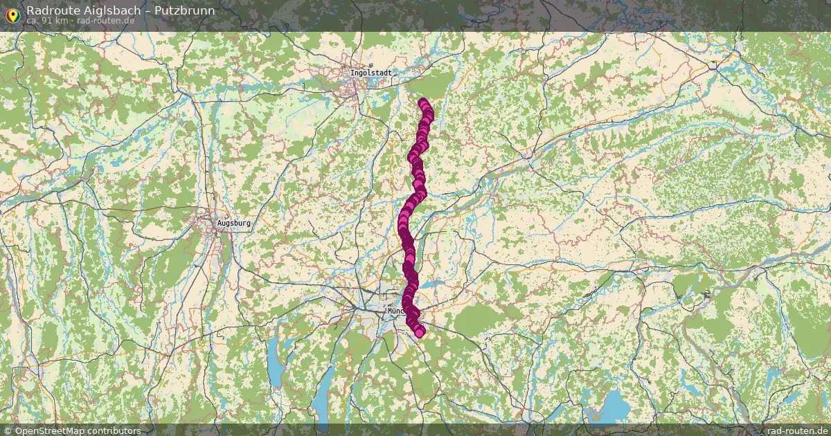 Fahrradroute von Aiglsbach nach Putzbrunn