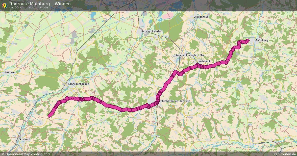 Fahrradroute Mainburg – Winden (55 km) – Rad-Routen.de