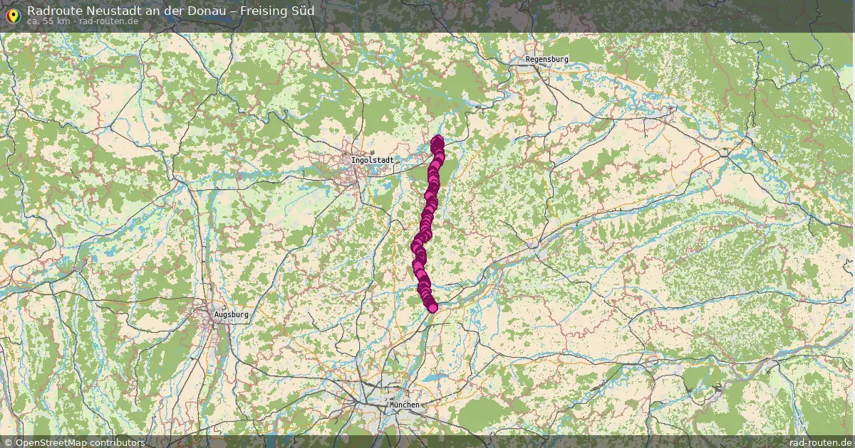 Fahrradroute Neustadt An Der Donau – Freising Süd (55 km) – Rad-Routen.de