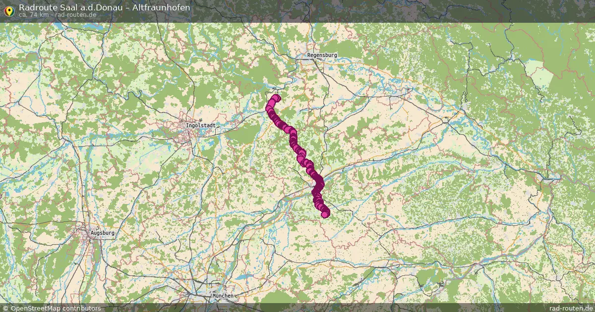 Fahrradroute Saal A.d.donau – Altfraunhofen (74 km) – Rad-Routen.de