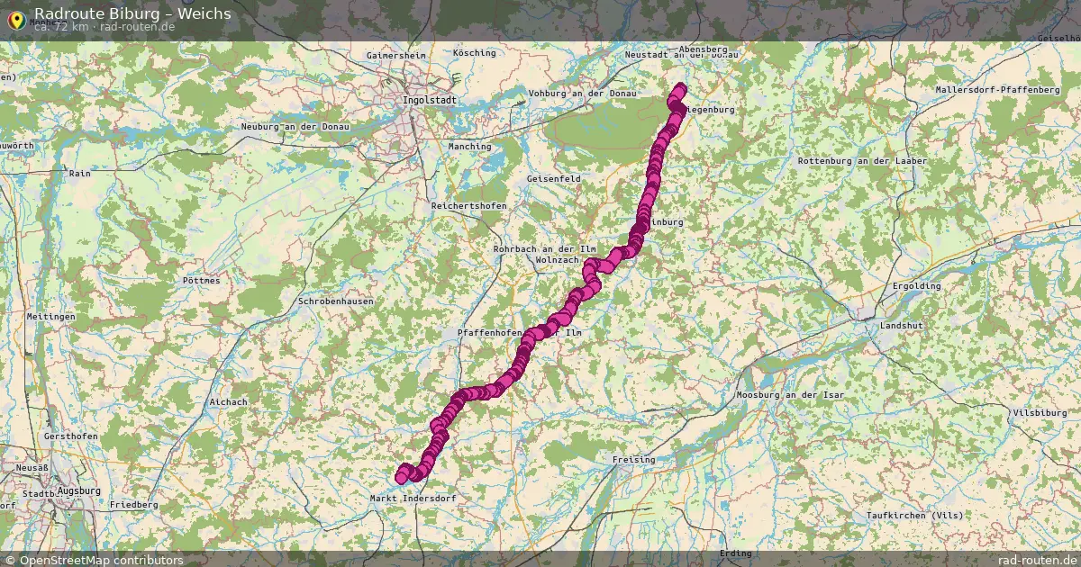 Fahrradroute Biburg – Weichs (72 km) – Rad-Routen.de