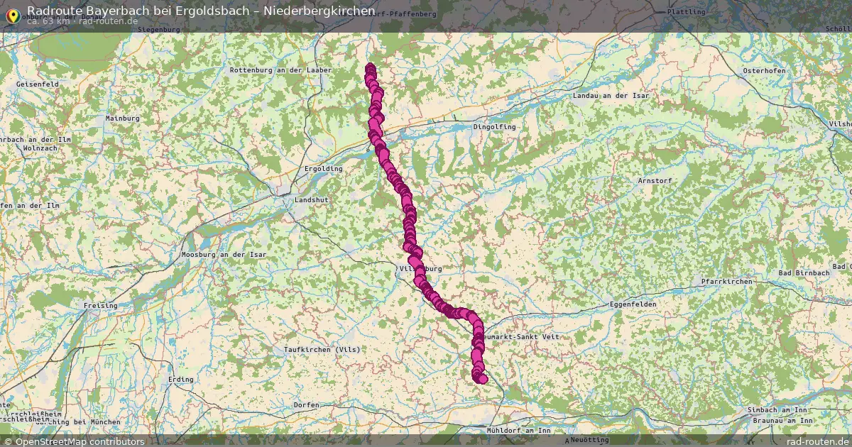 Fahrradroute Bayerbach Bei Ergoldsbach – Niederbergkirchen (63 km) – Rad-Routen.de