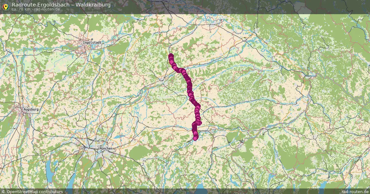 Fahrradroute Ergoldsbach – Waldkraiburg (78 km) – Rad-Routen.de