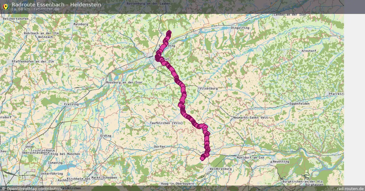 Fahrradroute Essenbach – Heldenstein (68 km) – Rad-Routen.de