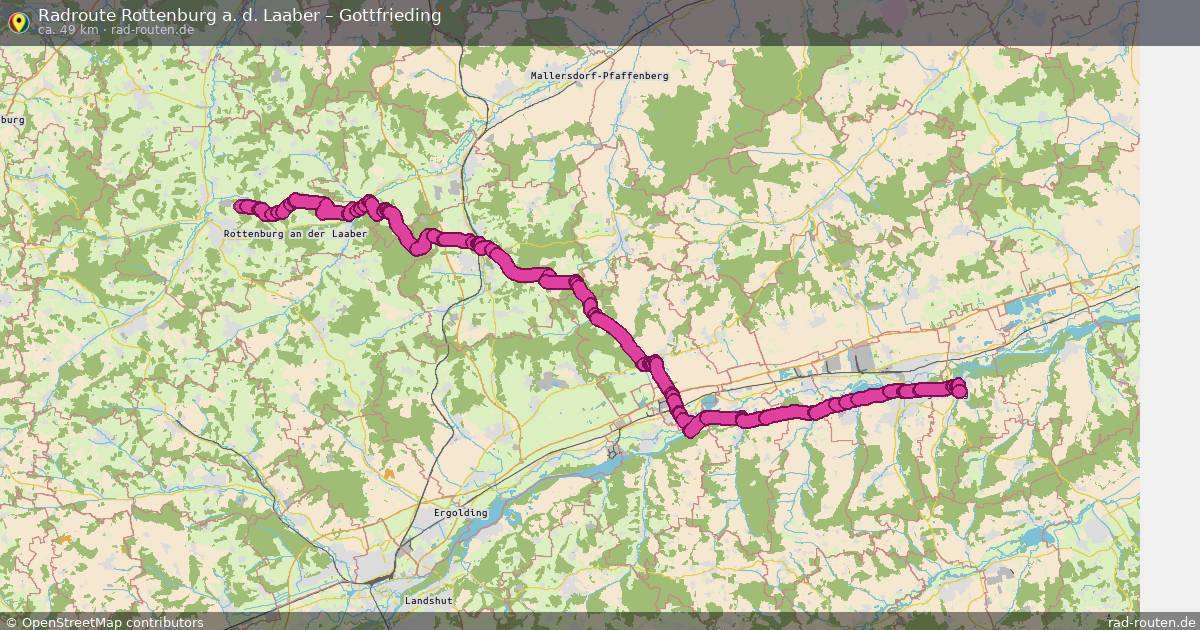 Fahrradroute Rottenburg A. D. Laaber – Gottfrieding (49 km) – Rad-Routen.de