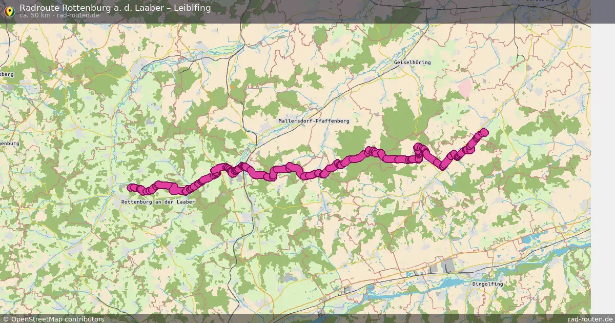 Fahrradroute Rottenburg A. D. Laaber – Leiblfing (50 km) – Rad-Routen.de