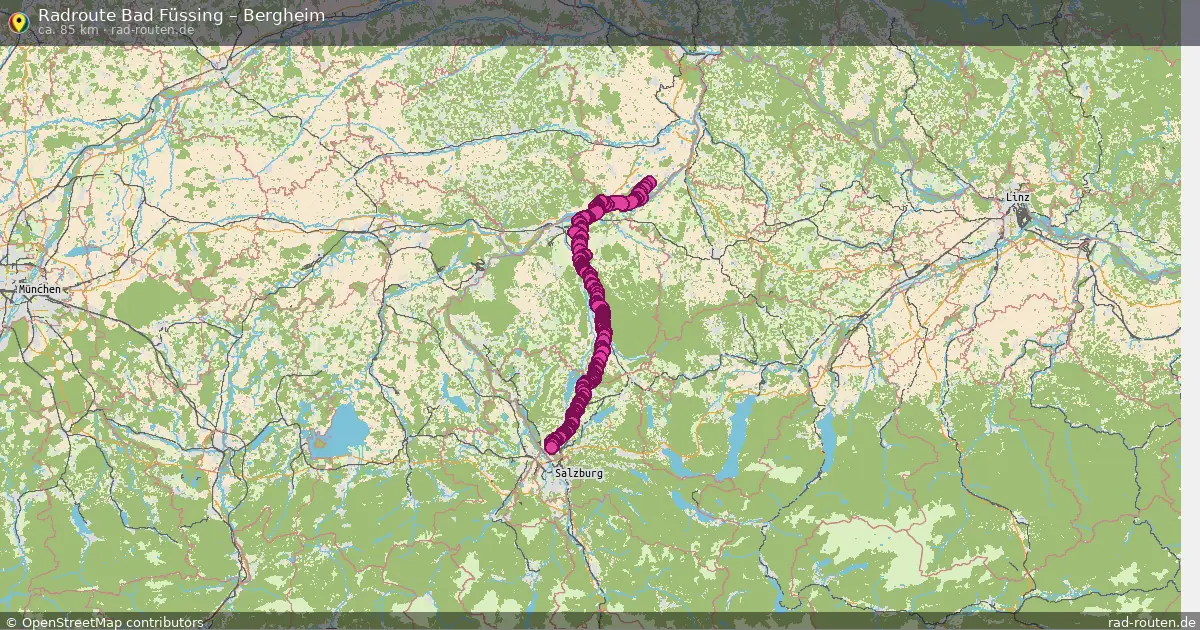 Fahrradroute von Bad Füssing nach Bergheim