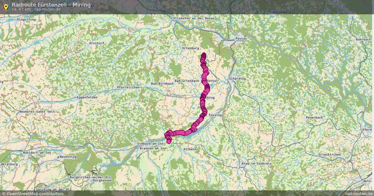 Fahrradroute von Fürstenzell nach Mining