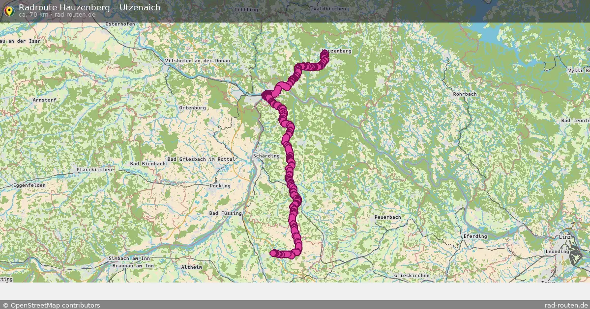 Fahrradroute Hauzenberg – Utzenaich (70 km) – Rad-Routen.de