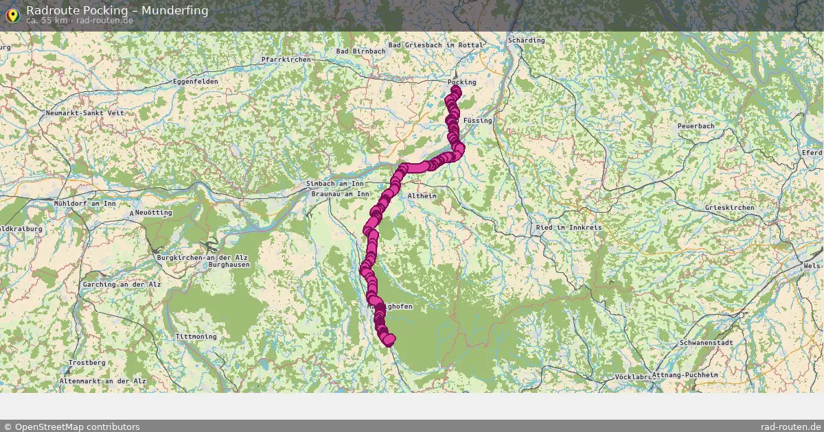 Fahrradroute von Pocking nach Munderfing