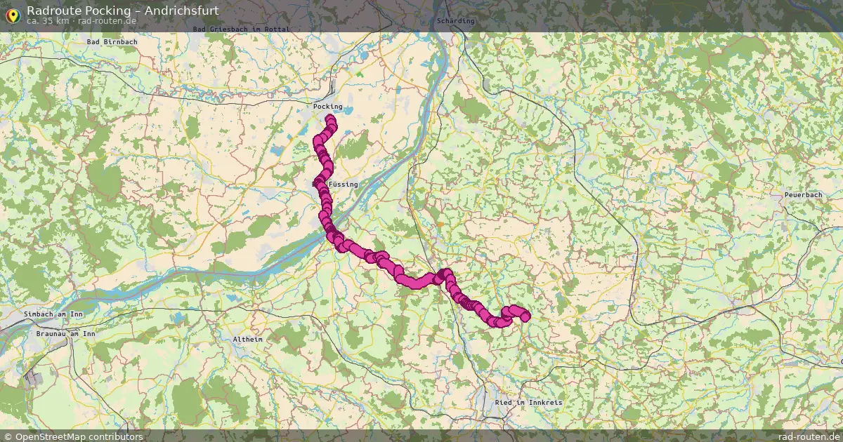 Fahrradroute von Pocking nach Andrichsfurt