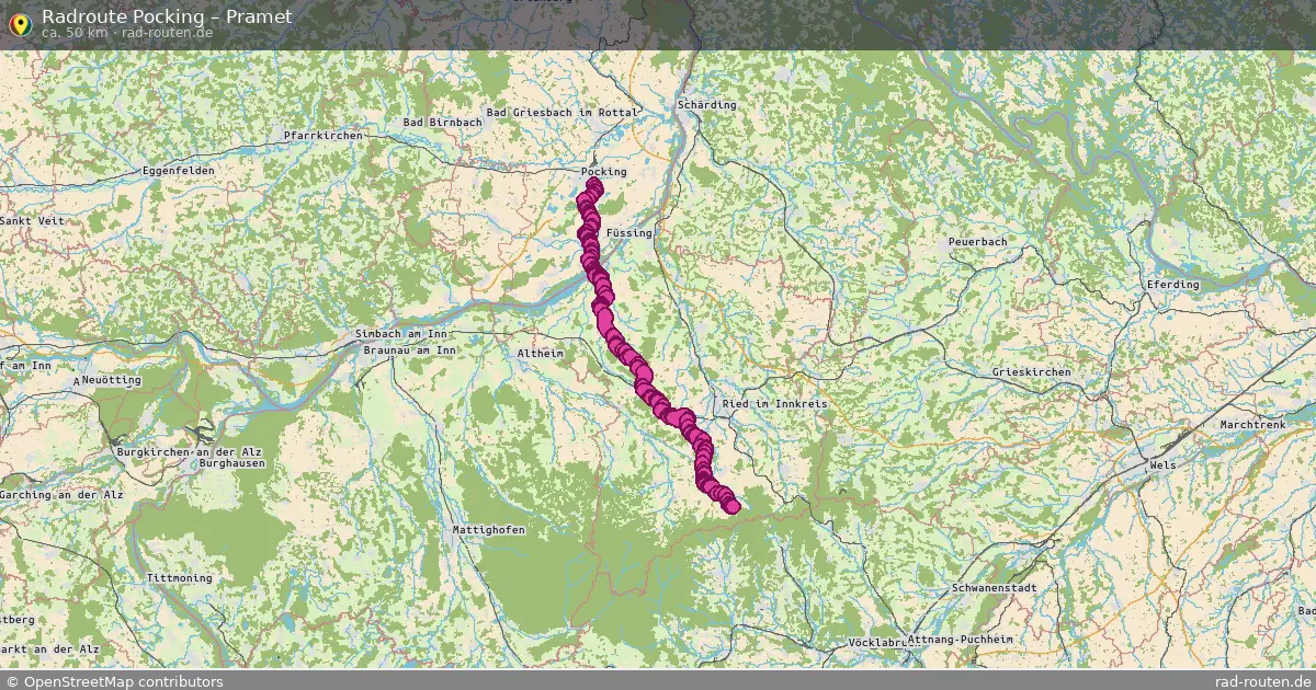 Fahrradroute von Pocking nach Pramet
