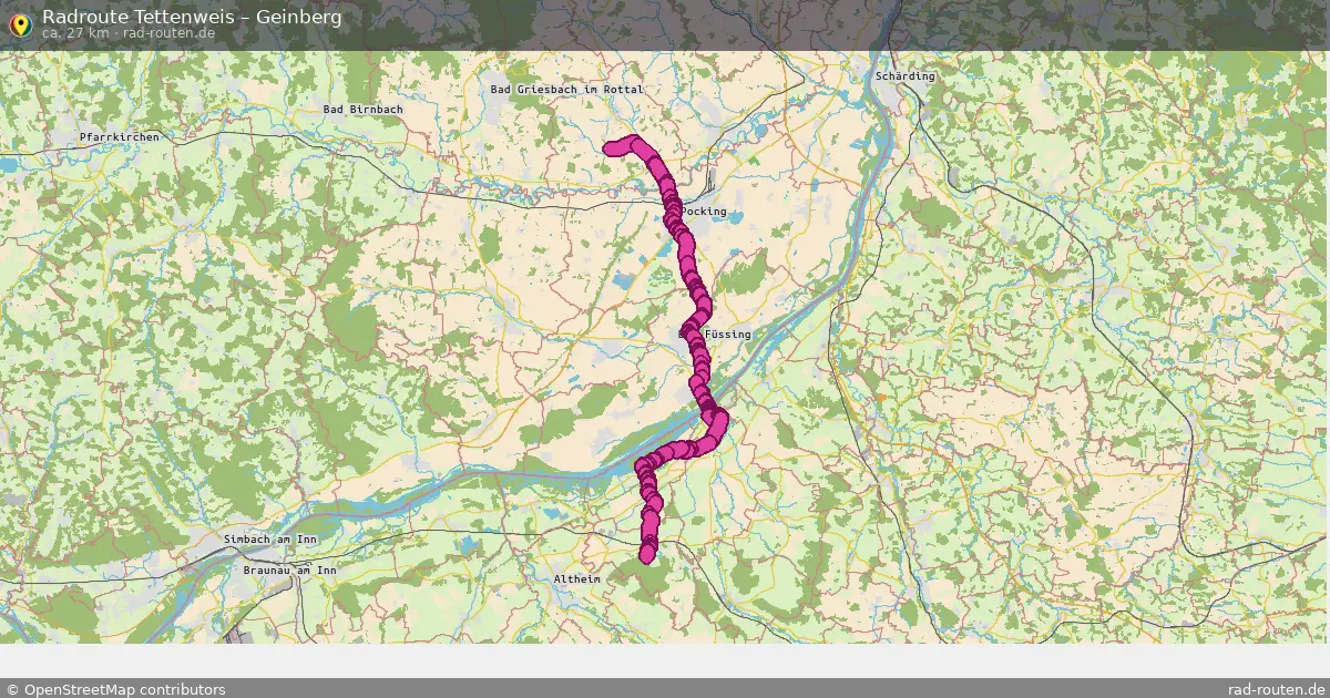Fahrradroute von Tettenweis nach Geinberg