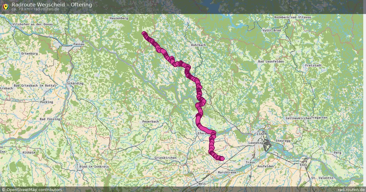 Fahrradroute Wegscheid – Oftering (73 km) – Rad-Routen.de