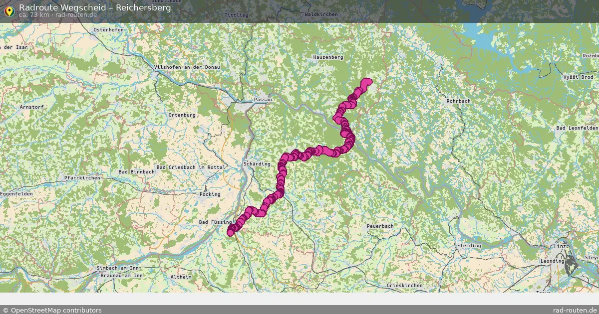 Fahrradroute von Wegscheid nach Reichersberg