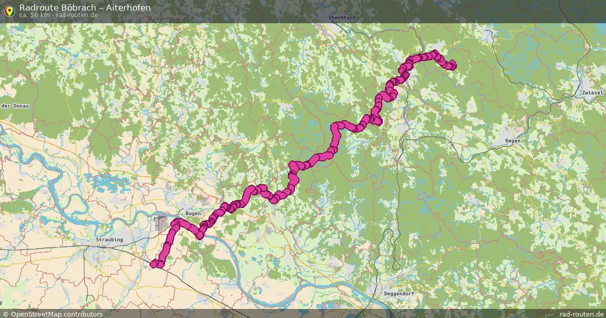 Fahrradroute Böbrach – Aiterhofen (56 km) – Rad-Routen.de