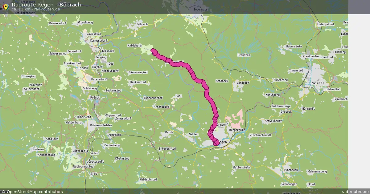 Fahrradroute Regen – Böbrach (11 km) – Rad-Routen.de