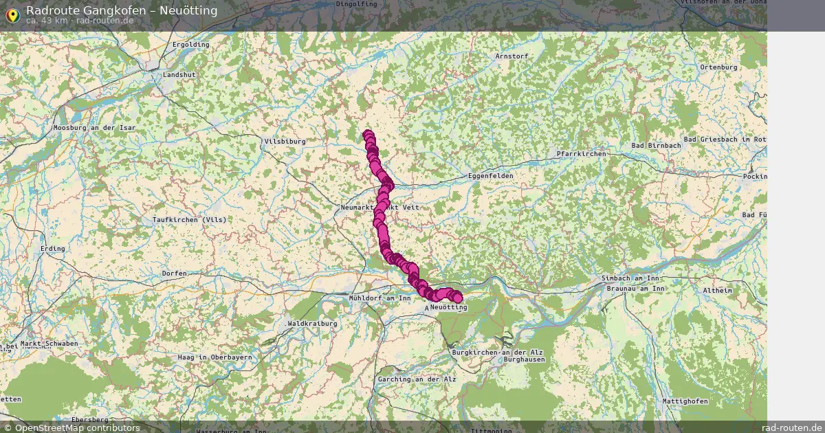 Fahrradroute Gangkofen – Neuötting (43 km) – Rad-Routen.de