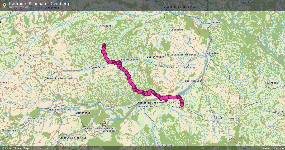 Fahrradroute Schönau – Geinberg (60 km) – Rad-Routen.de