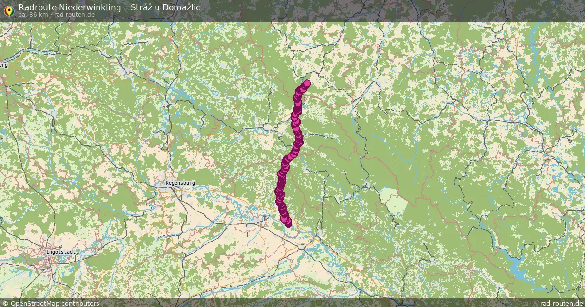 Fahrradroute Niederwinkling – Stráž U Domažlic (86 km) – Rad-Routen.de