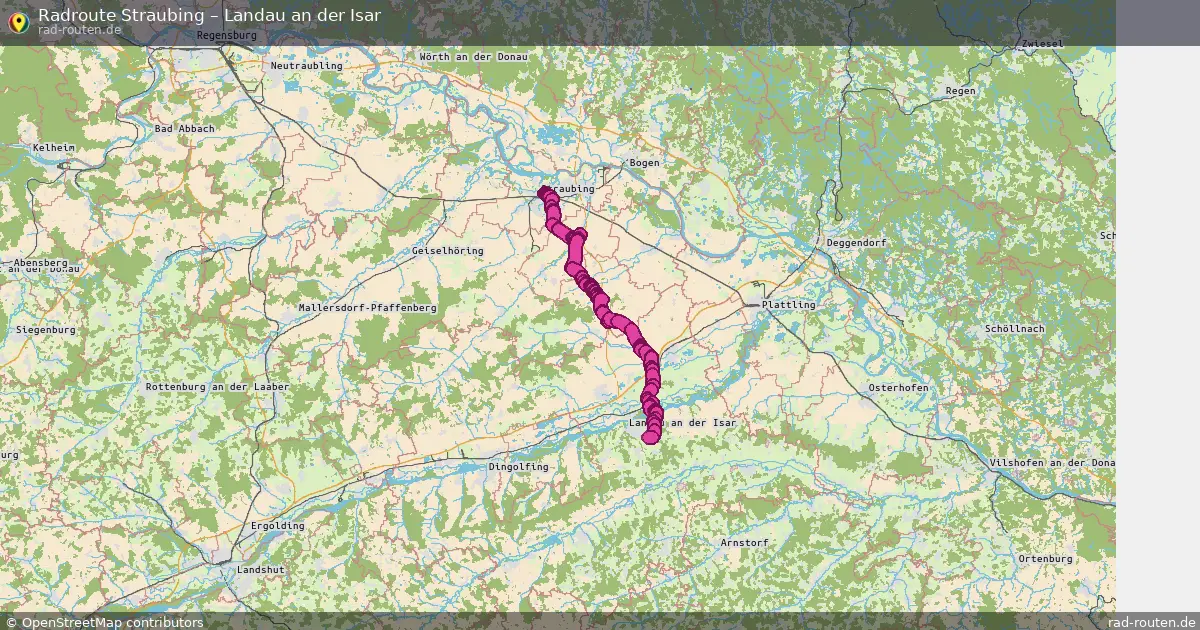 Fahrradroute von Straubing nach Landau an der Isar
