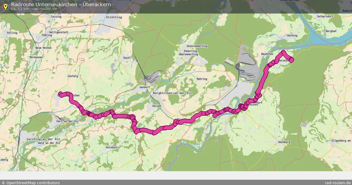 Fahrradroute Unterneukirchen – Überackern (33 km) – Rad-Routen.de